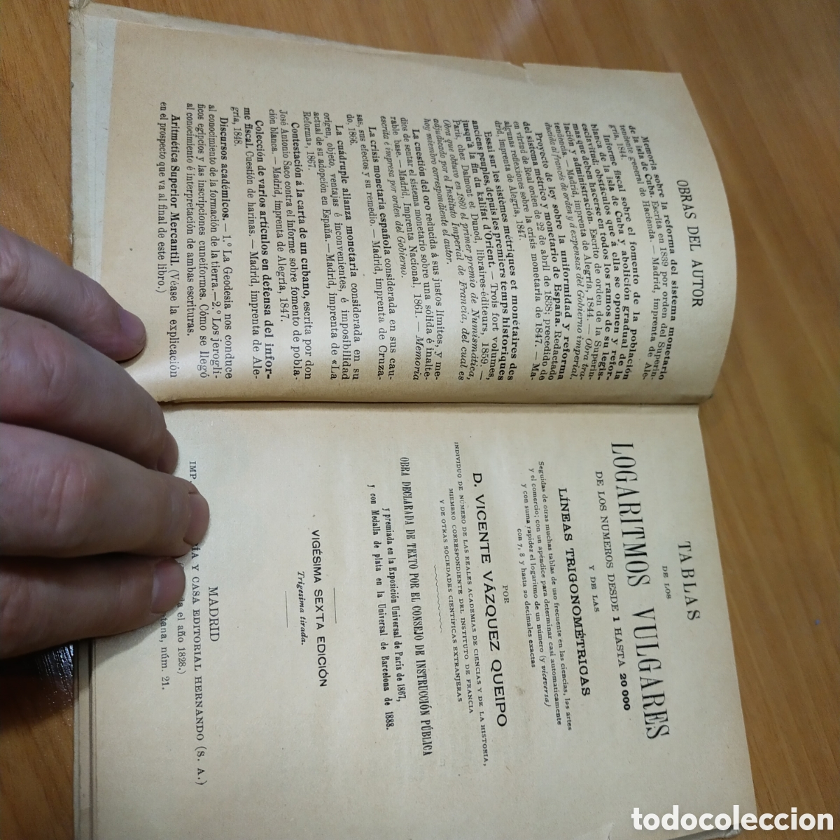 Libros de segunda mano de ciencias: Tabla de los logaritmos vulgares. Vicente V&aacute;zquez queipo. - Foto 2