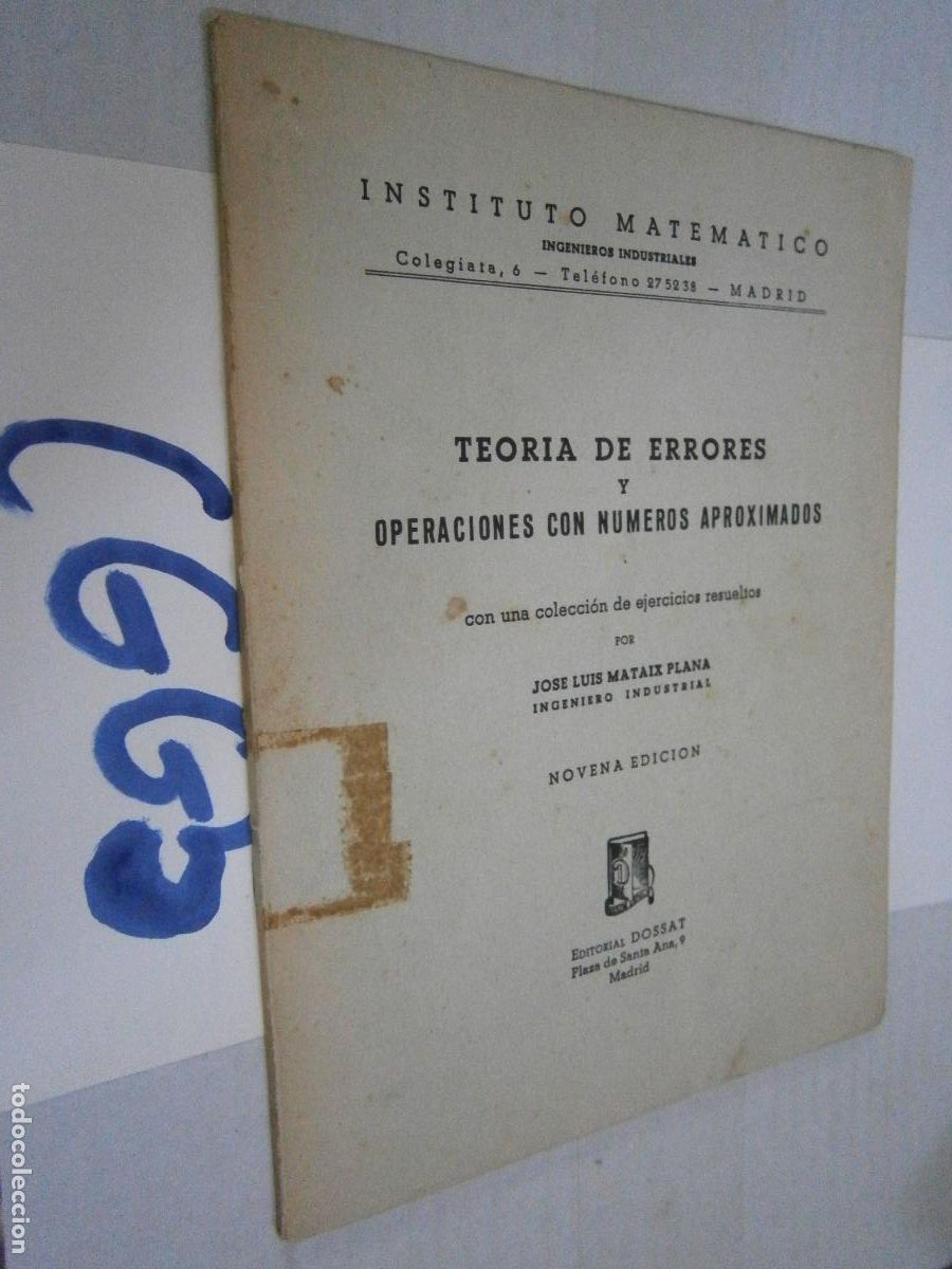 Libros de segunda mano de ciencias: ANTIGUO LIBRO - TEORIA DE ERRORES Y OPERACIONES CON NUMEROS APROXIMADOS - Foto 1