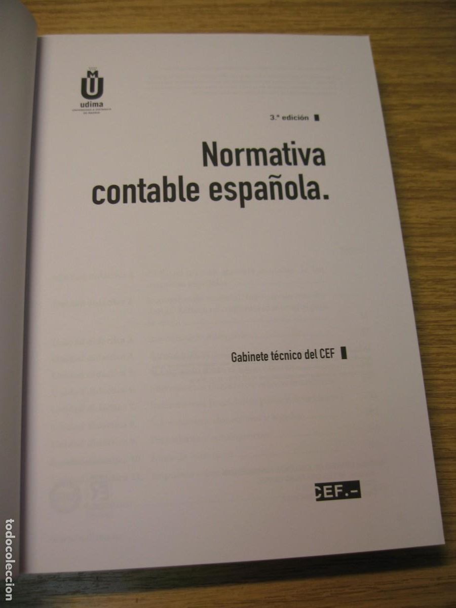 Libros de segunda mano de ciencias: NORMATIVA CONTABLE ESPA&Ntilde;OLA. UDIMA. EDICIONES CEF. 3 EDICION. 2022 - Foto 4