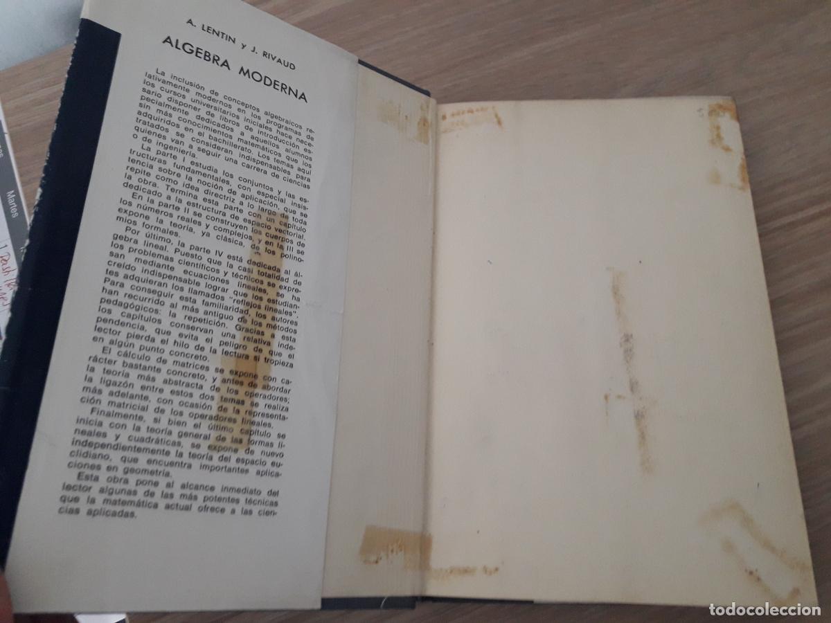 Libros de segunda mano de ciencias: &Aacute;LGEBRA MODERNA.- A. LENTIN & J. RIVAUD. AGUILAR. - Foto 3
