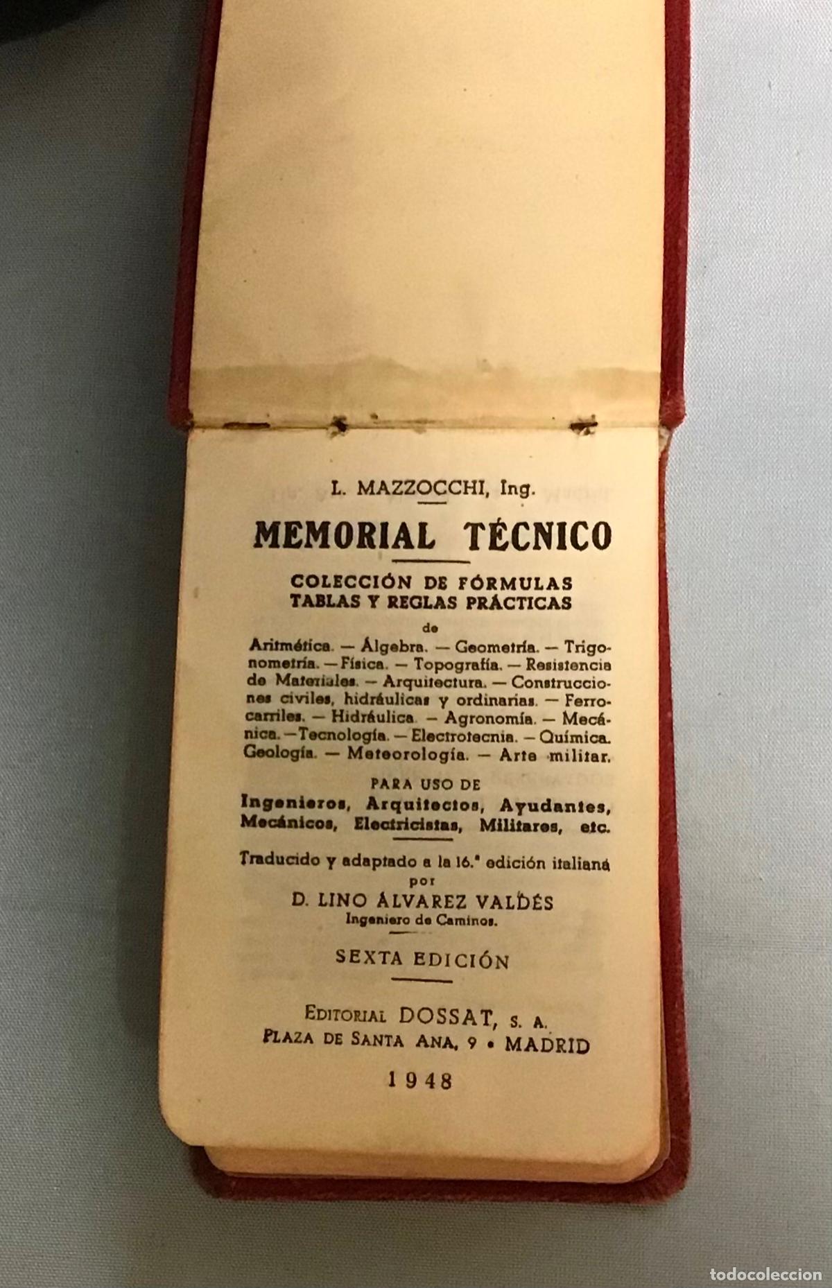 Libros de segunda mano de ciencias: MEMORIAL T&Eacute;CNICO, L. MAZZOCCHI - Foto 4