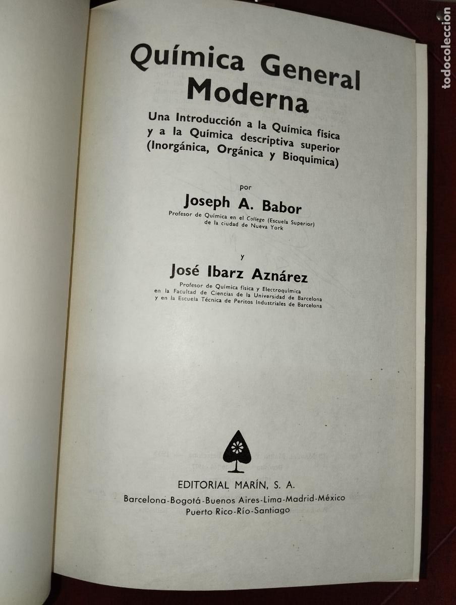 Libros de segunda mano de ciencias: QUIMICA GENERAL MODERNA // BABOR IBARZ ED. MARIN - Foto 3