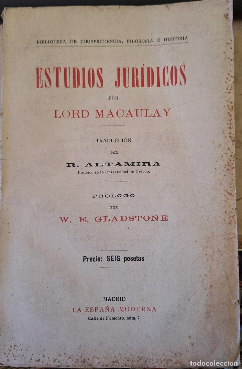 Libros de segunda mano de ciencias: ESTUDIOS JURIDICOS. - MACAULAY, Lord. - Foto 1