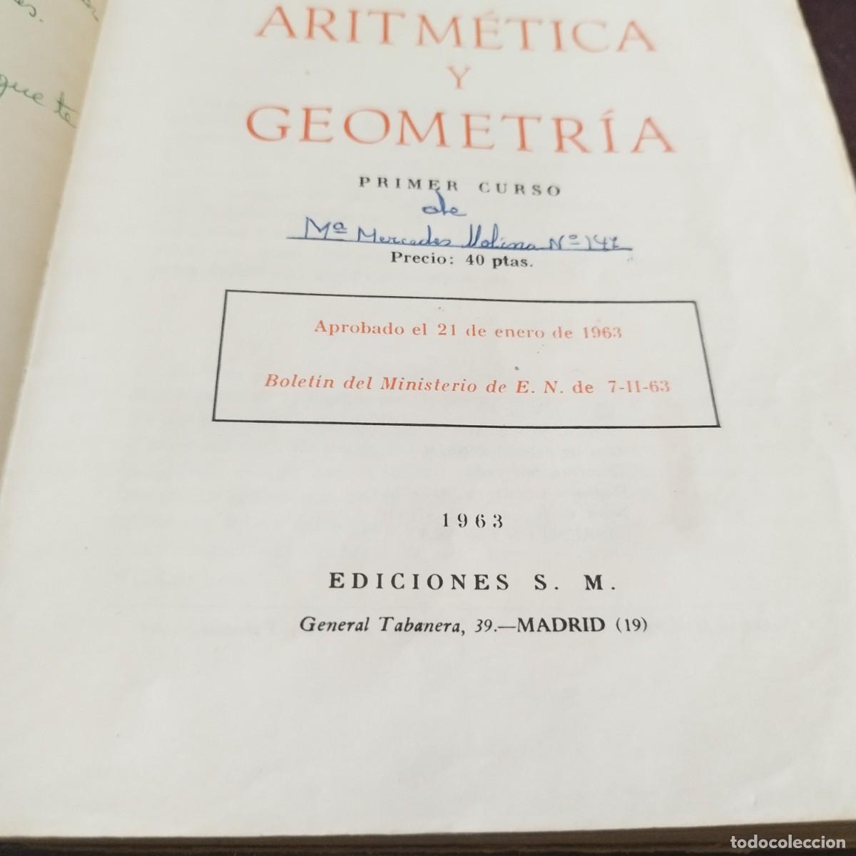Libros de segunda mano de ciencias: ARITMETICA Y GEOMETRIA 1&ordm; CURSO / / PU-GUI-4 / SM - Foto 4