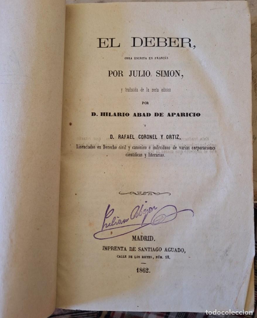 Libros de segunda mano de ciencias: EL DEBER. - SIMON, Julio. - Foto 1
