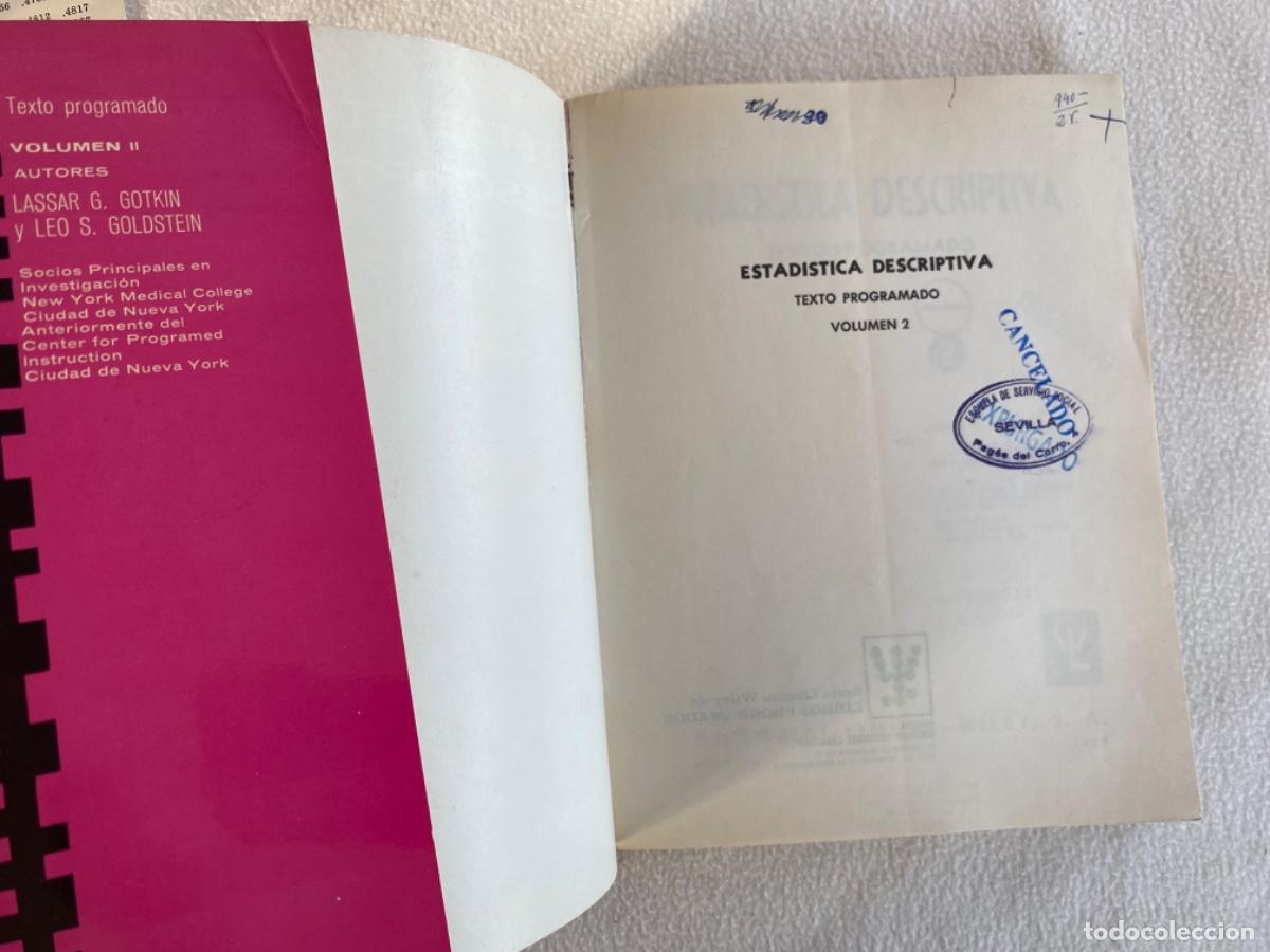 Libros de segunda mano de ciencias: ESTADISTICA DESCRIPTIVA - Texto programado volumen 2 - Gotkin, Lassar G. y Goldstein, Leo S. - Foto 7