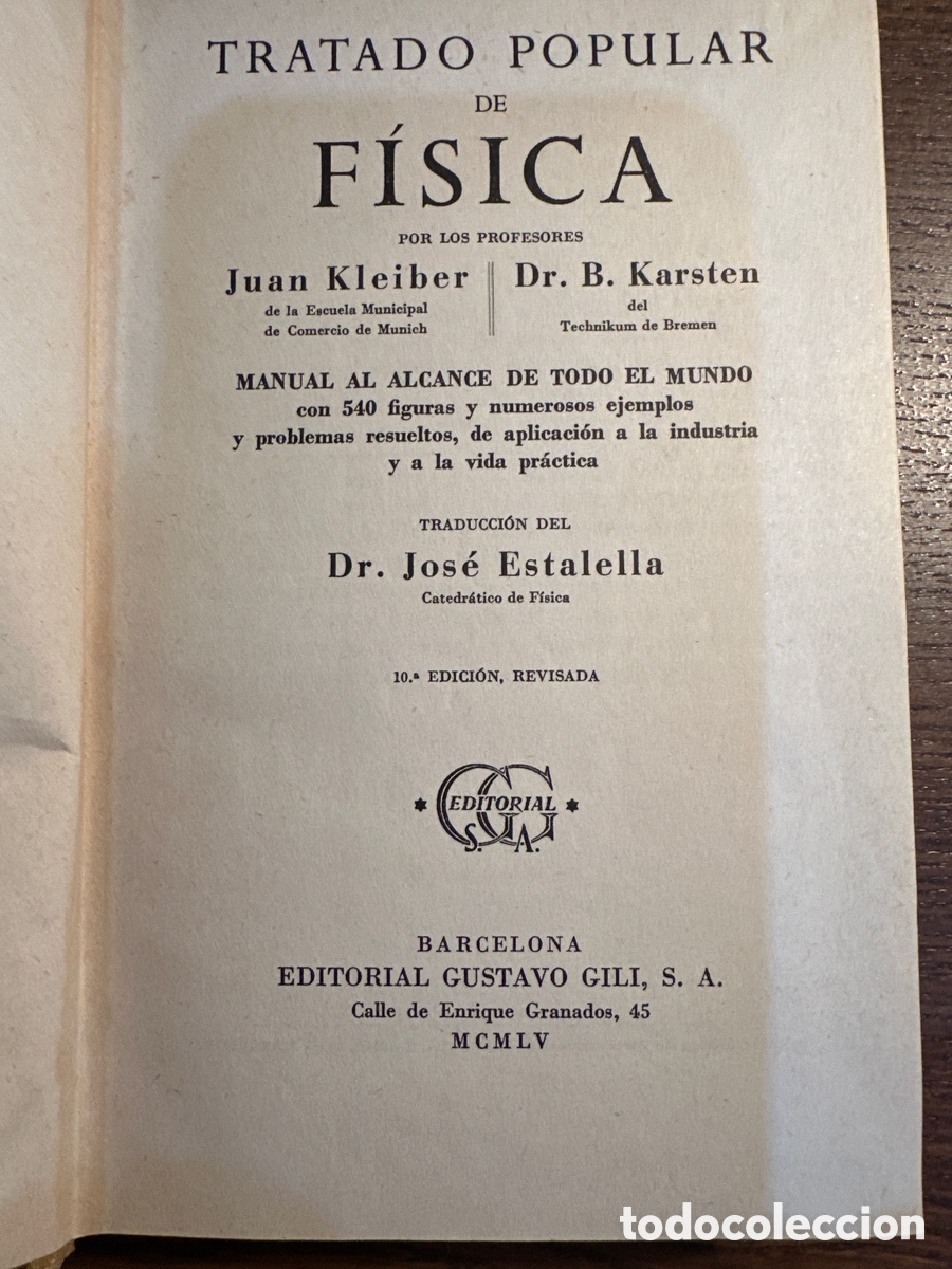 Libros de segunda mano de ciencias: TRATADO POPULAR DE F&Iacute;SICA de Kleiber y Karsten - Foto 2