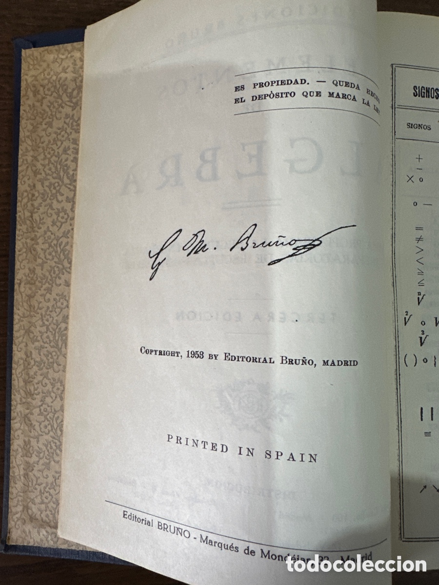 Libros de segunda mano de ciencias: ELEMENTOS DE &Aacute;LGEBRA de Bru&ntilde;o - Foto 3