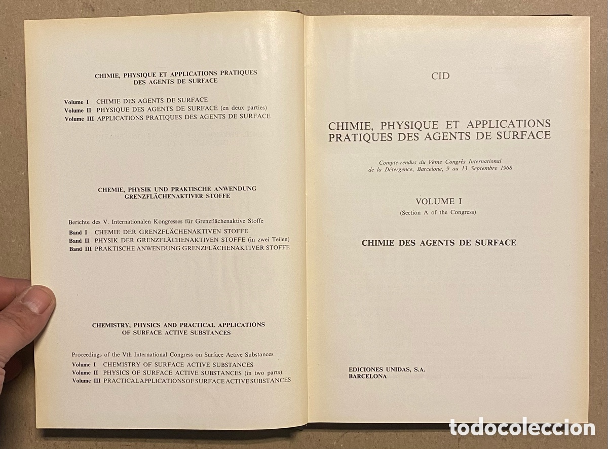 Libros de segunda mano de ciencias: CHIMIE, PHYSIQUE ET APPLICATIONS PRACTIQUES DES AGENTS DU SURFACE. CID. 4 TOMOS. EDICIONES UNIDAS - Foto 3