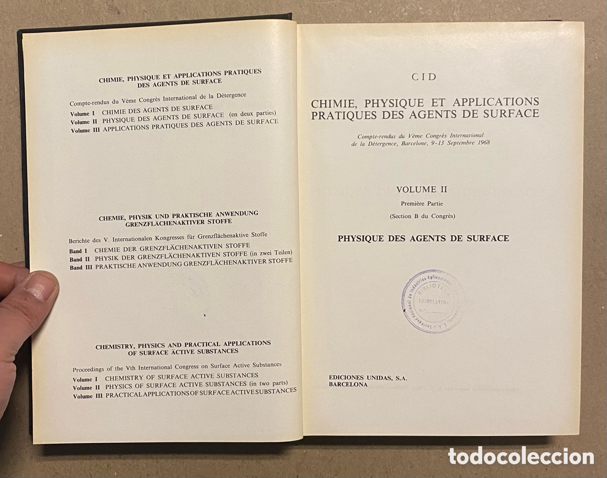 Libros de segunda mano de ciencias: CHIMIE, PHYSIQUE ET APPLICATIONS PRACTIQUES DES AGENTS DU SURFACE. CID. 4 TOMOS. EDICIONES UNIDAS - Foto 10