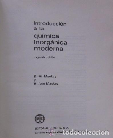 Libros de segunda mano de ciencias: INTRODUCCION A LA QUIMICA INORGANICA MODERNA - Foto 2
