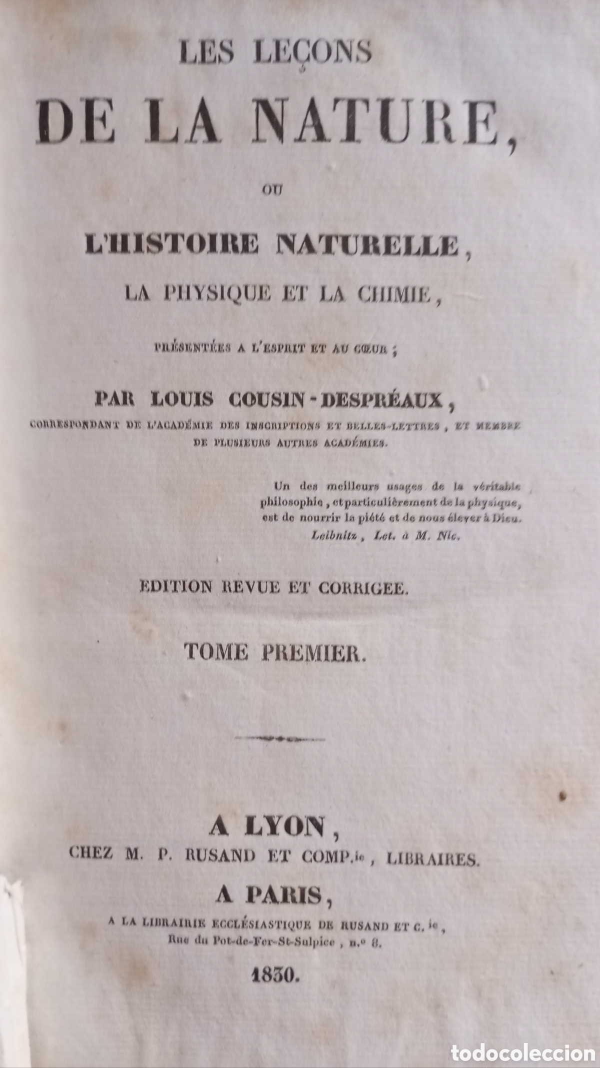 Libros de segunda mano: LES LE&Ccedil;ONS DE LA NATURE 1830 EX LIBRIS PAUL BARBOYON . - Foto 3