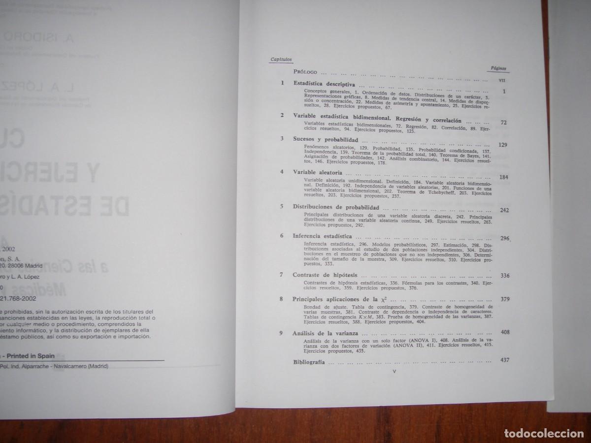Libros de segunda mano de ciencias: CURSO Y EJERCICIOS DE ESTAD&Iacute;STICA ALHAMBRA UNIVERSIDAD - Foto 4