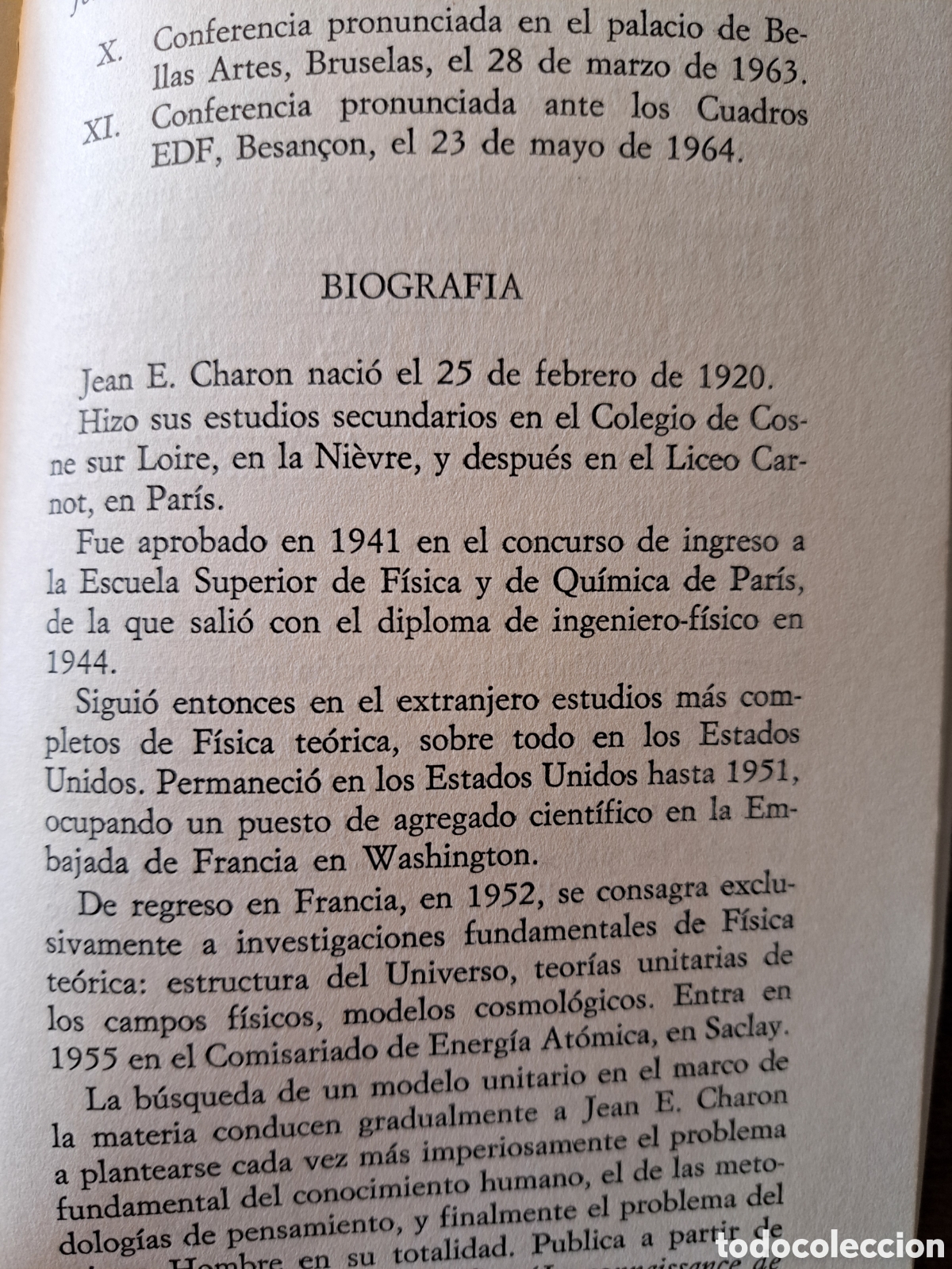 Libros de segunda mano de ciencias: De la f&iacute;sica al hombre Jean Charon - Foto 6