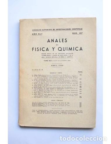 Second hand books of Sciences: Anales de F&iacute;sica y Qu&iacute;mica. A&ntilde;o XLII. N&ordm; 407 - AUTORES VARIOS