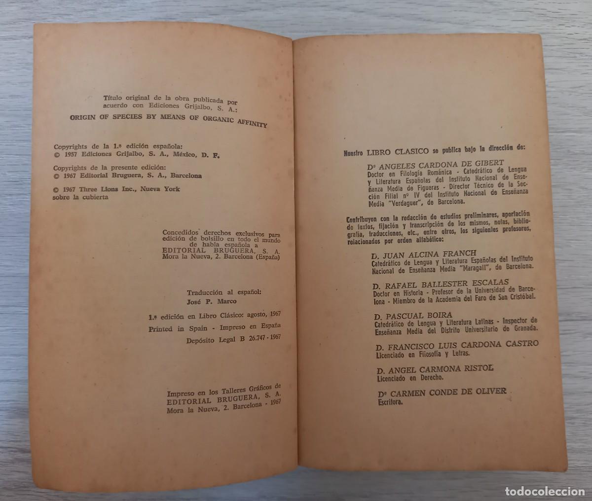 Libros de segunda mano: CHARLES DARWIN - El origen de las especies - 1&ordf; Ed. Libro cl&aacute;sico 1967 - Foto 6