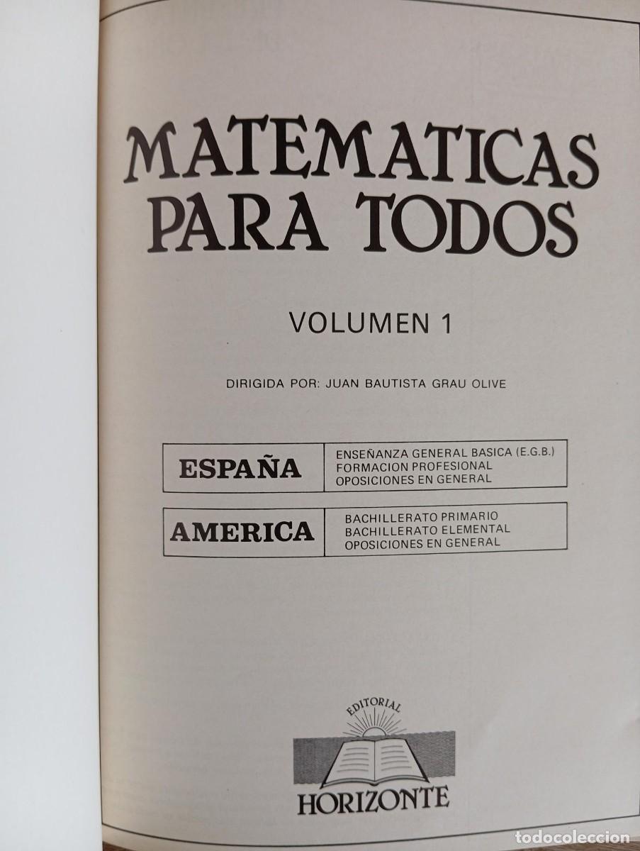 Libros de segunda mano de ciencias: MATEMATICAS PARA TODOS 2 VOL. - ED. HORIZONTE - Foto 2
