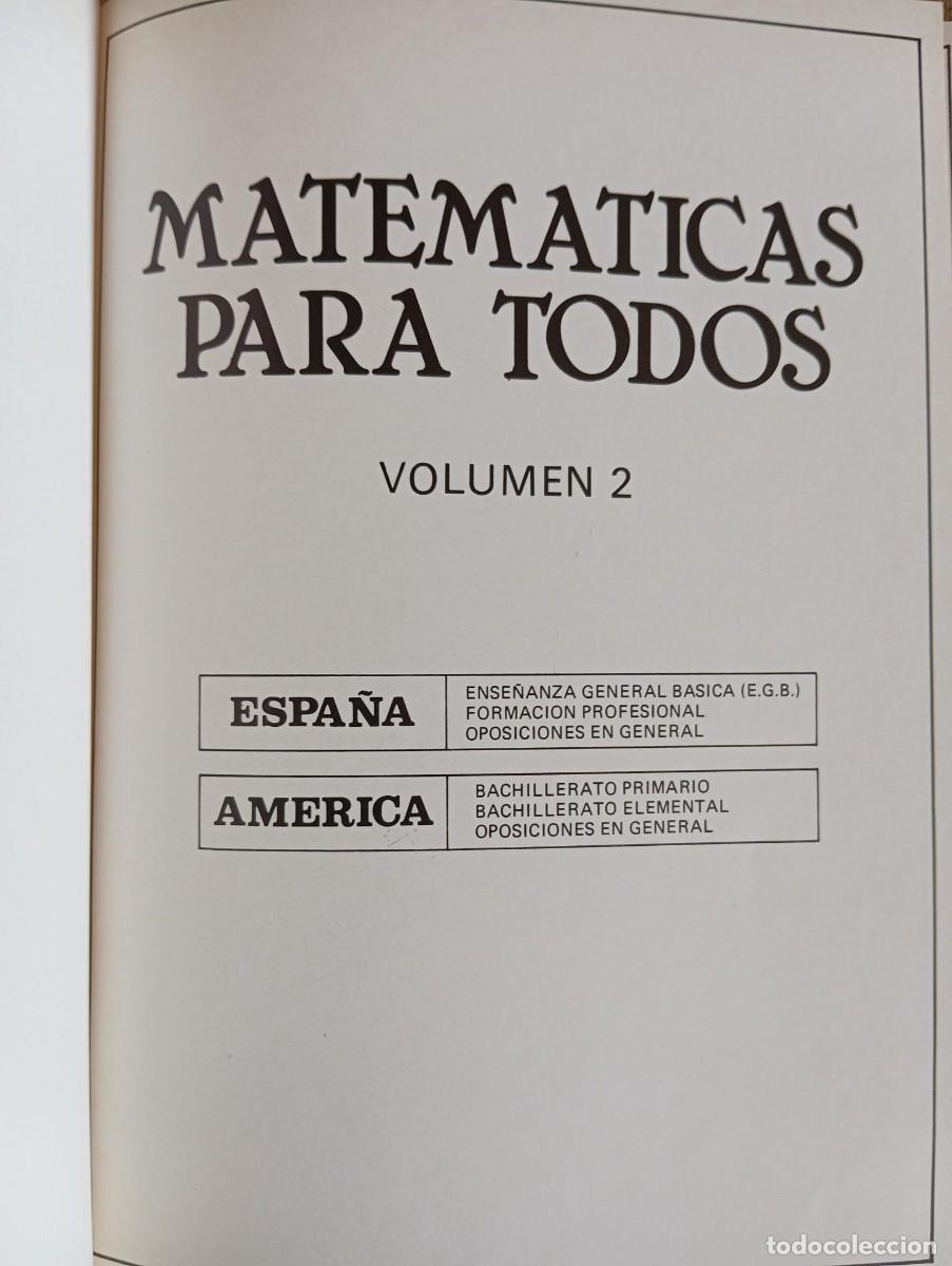 Libros de segunda mano de ciencias: MATEMATICAS PARA TODOS 2 VOL. - ED. HORIZONTE - Foto 3