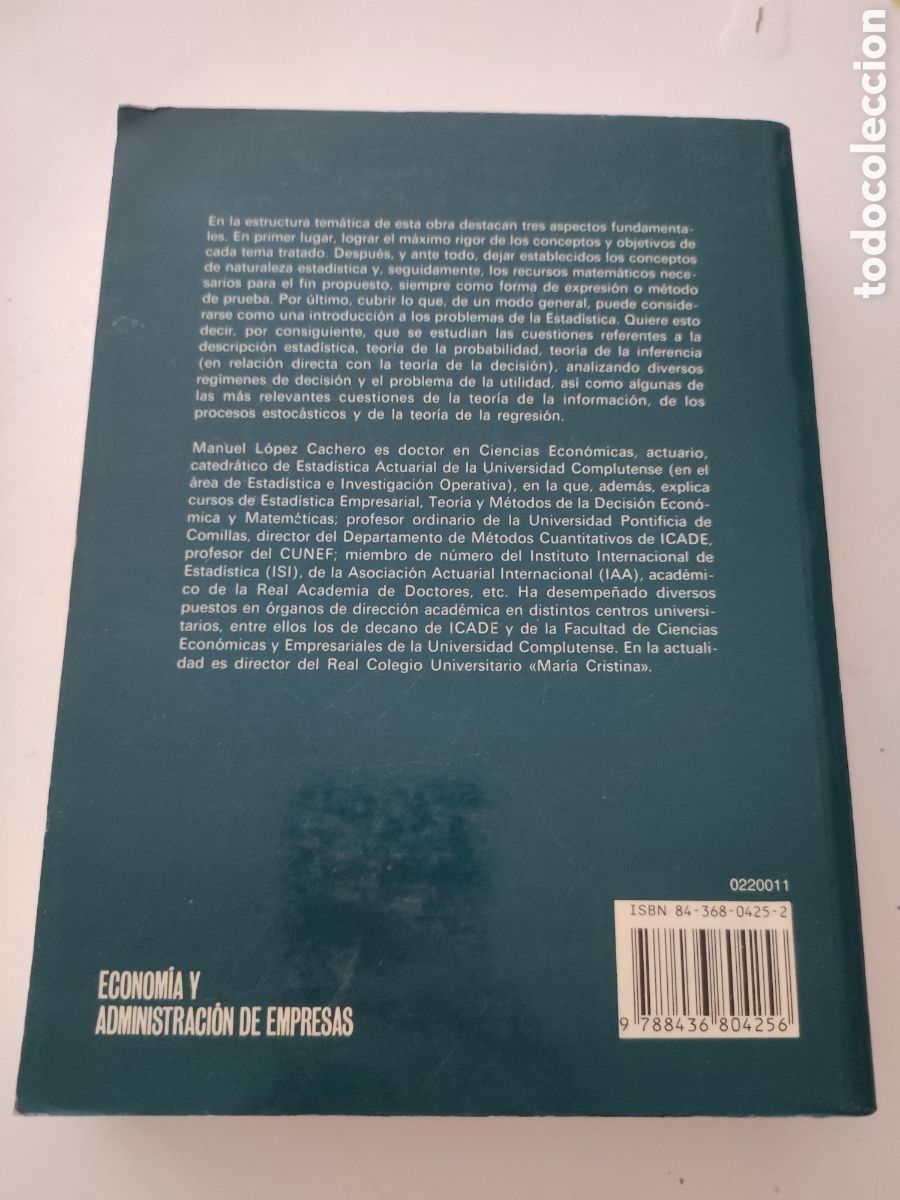 Libros de segunda mano de ciencias: FUNDAMENTOS y METODOS de ESTADISTICA - Manuel Lopez Cachero - Foto 2