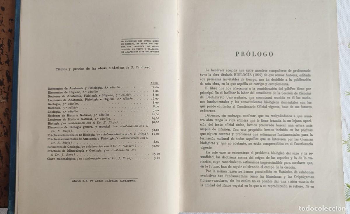 Libros de segunda mano: Elementos de Biolog&iacute;a. Rioja y Cendrero - Foto 4