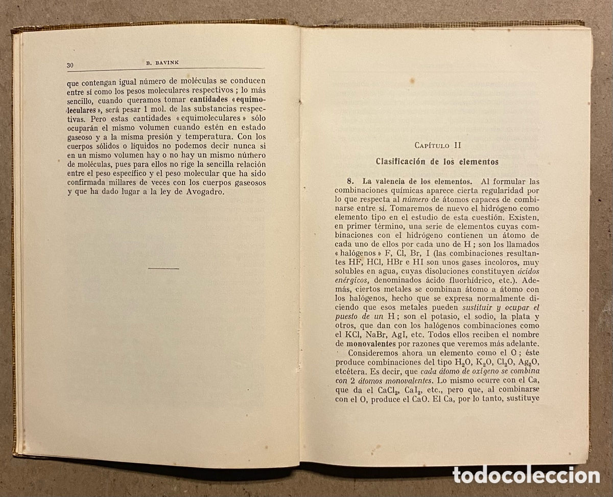 Libros de segunda mano de ciencias: INTRODUCCI&Oacute;N A LA QU&Iacute;MICA GENERAL. B. BAVINK. EDITORIAL LABOR 1946. - Foto 3