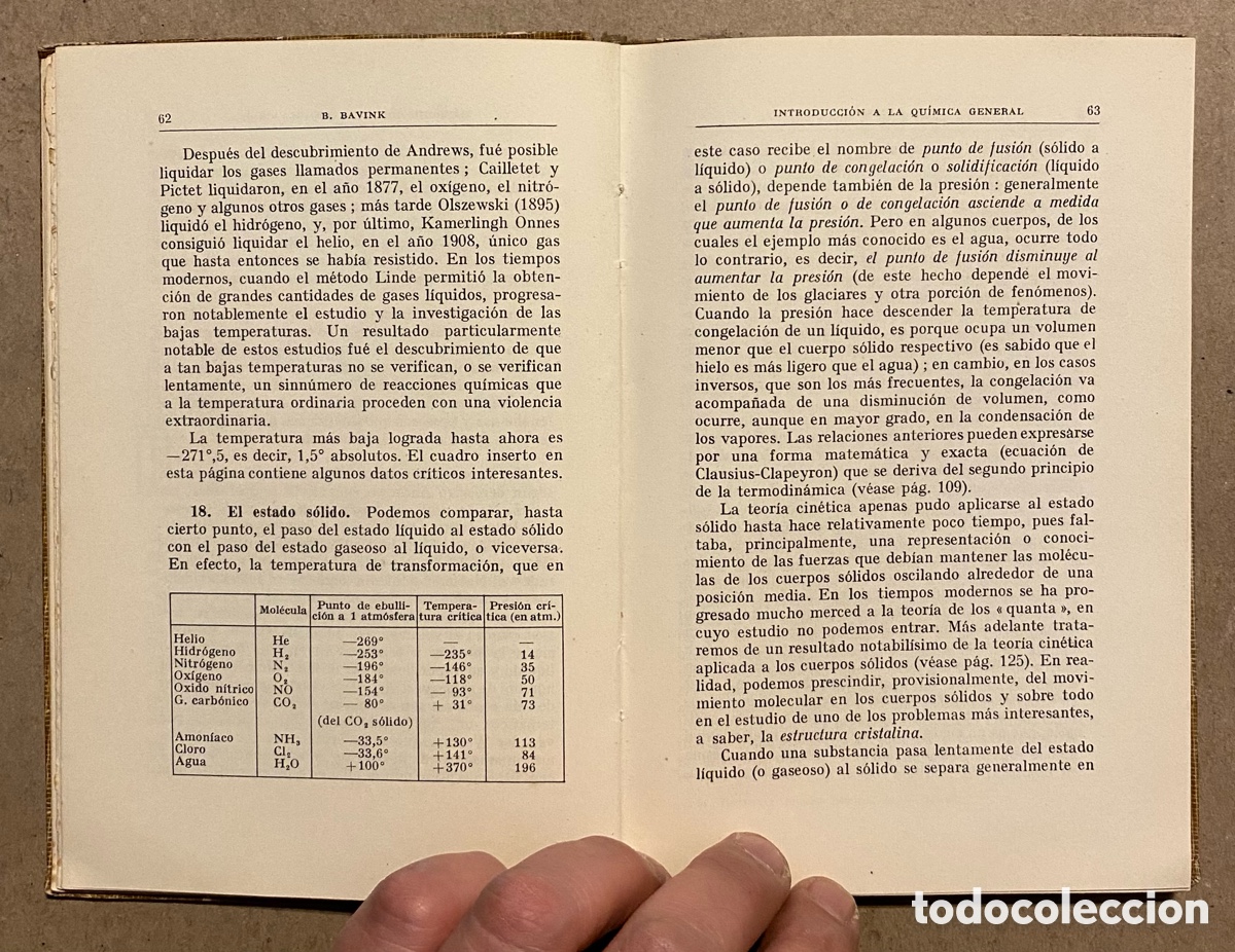 Libros de segunda mano de ciencias: INTRODUCCI&Oacute;N A LA QU&Iacute;MICA GENERAL. B. BAVINK. EDITORIAL LABOR 1946. - Foto 4