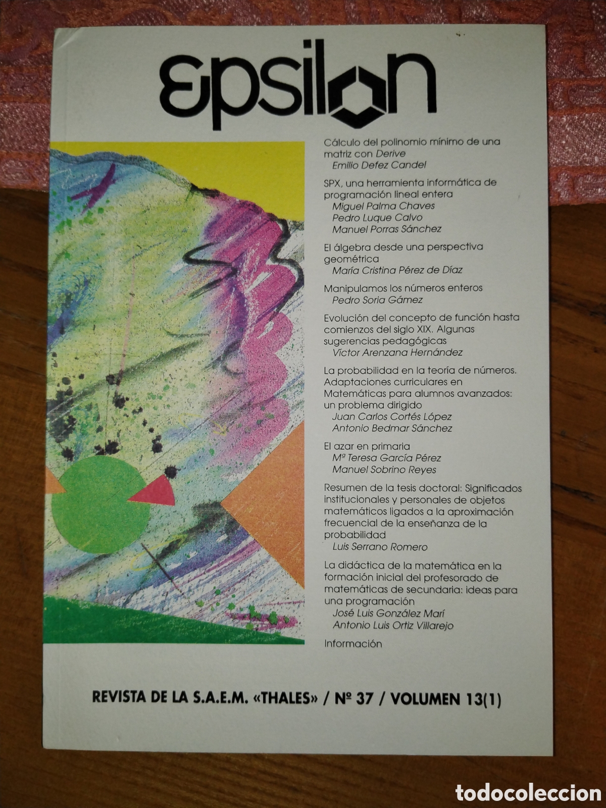 Libri di seconda mano: Revista Epsilon matem&aacute;ticas n&uacute;mero 37