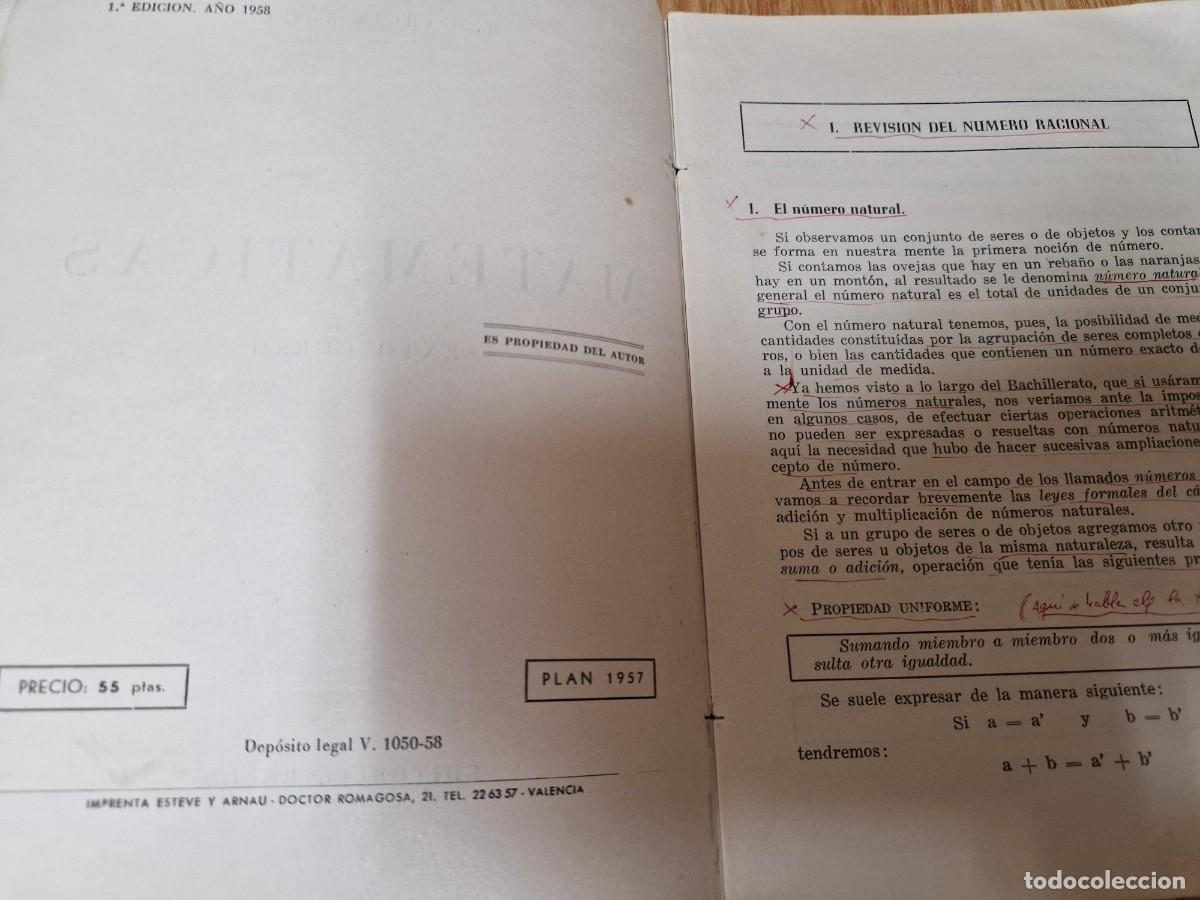 Libros de segunda mano de ciencias: MATEMATICAS 6 CURSO R GARCIA ROCA PLAN 1957 - Foto 4