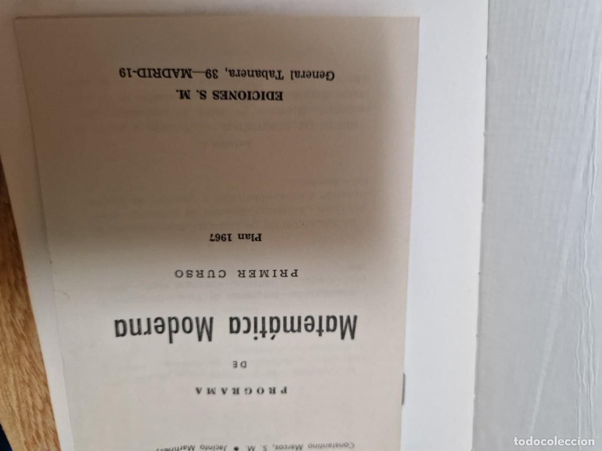 Libros de segunda mano de ciencias: MATEMATICA MODERNA 1 CURSO Bachillerato A&Ntilde;O 1967 - Foto 2