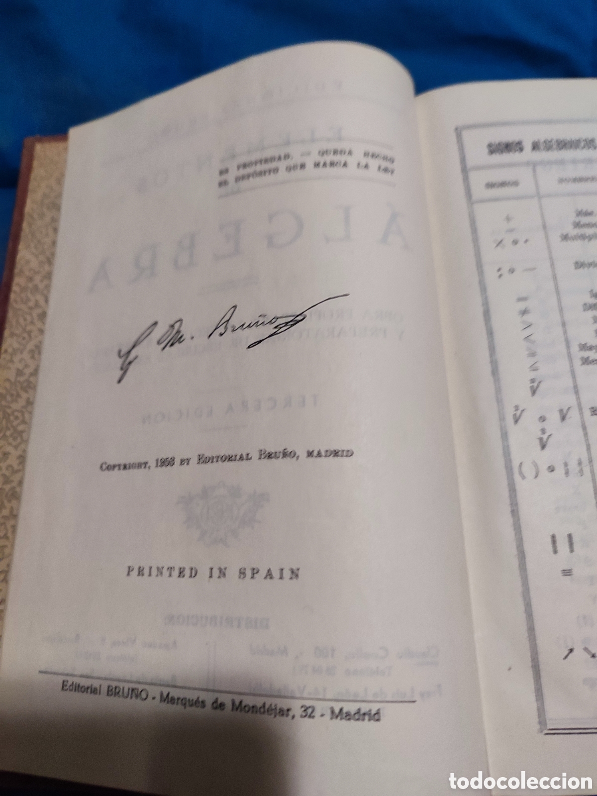 Libros de segunda mano de ciencias: Elementos de &Aacute;lgebra. Bru&ntilde;o. 1953 - Foto 3