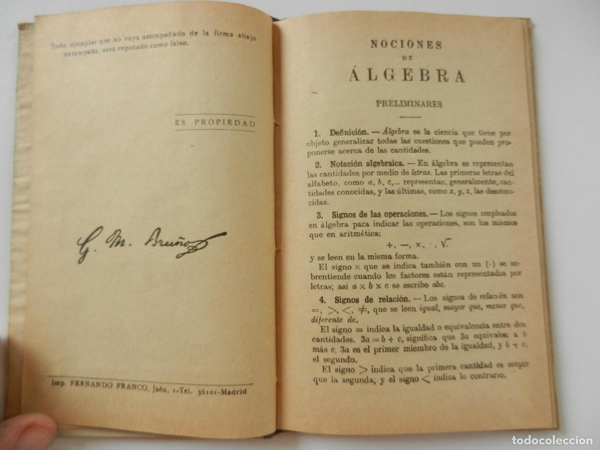 Libros de segunda mano de ciencias: NOCIONES DE &Aacute;LGEBRA - G. M. BRU&Ntilde;O - EDICIONES BRU&Ntilde;O - SIN DATAR. - Foto 4