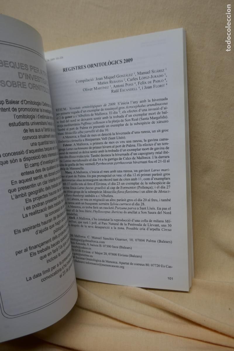 Libros de segunda mano: ANUARI ORNITOL&Ograve;GIC DE LES BALEARS, ANY 2009. VOLUM 24 - Foto 5