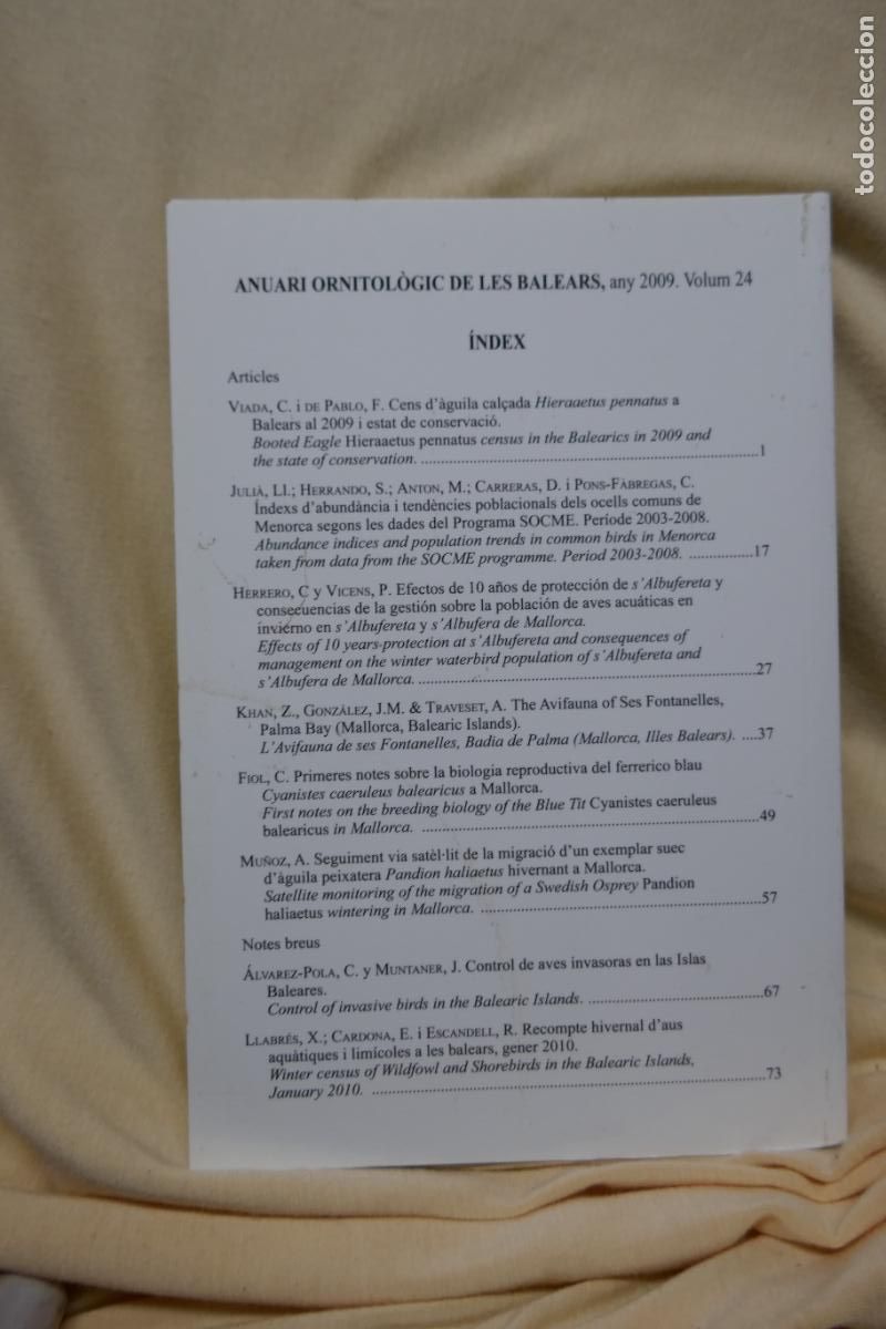 Libros de segunda mano: ANUARI ORNITOL&Ograve;GIC DE LES BALEARS, ANY 2009. VOLUM 24 - Foto 14