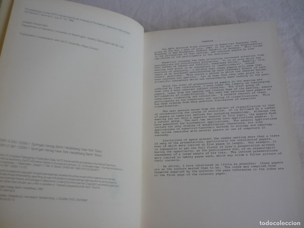Libros de segunda mano: Numerical Taxonomy J. Felsenstein, 1983, en ingl&eacute;s - Foto 6