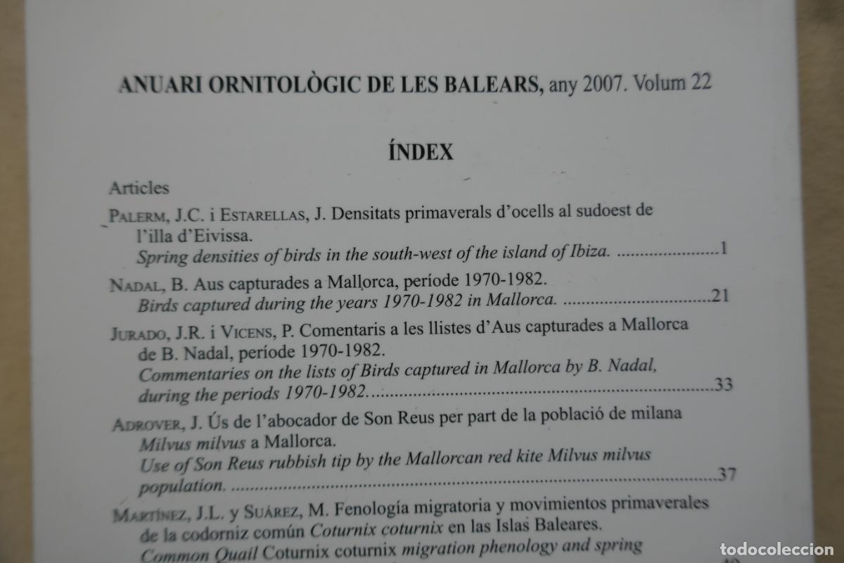 Libros de segunda mano: ANUARI ORNITOL&Ograve;GIC DE LES BALEARS, ANY 2007. VOLUM 22 - Foto 11