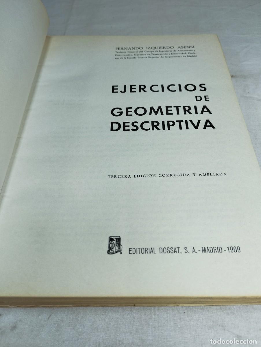 Libros de segunda mano de ciencias: Ejercicios de geometr&iacute;a descriptiva. F. Izquierdo. - Foto 2