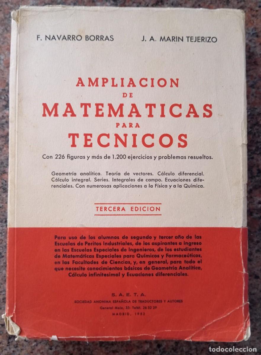 Libros de segunda mano de ciencias: AMPLIACION DE MATEMATICOS PARA TECNICOS - NAVARRO - Foto 1