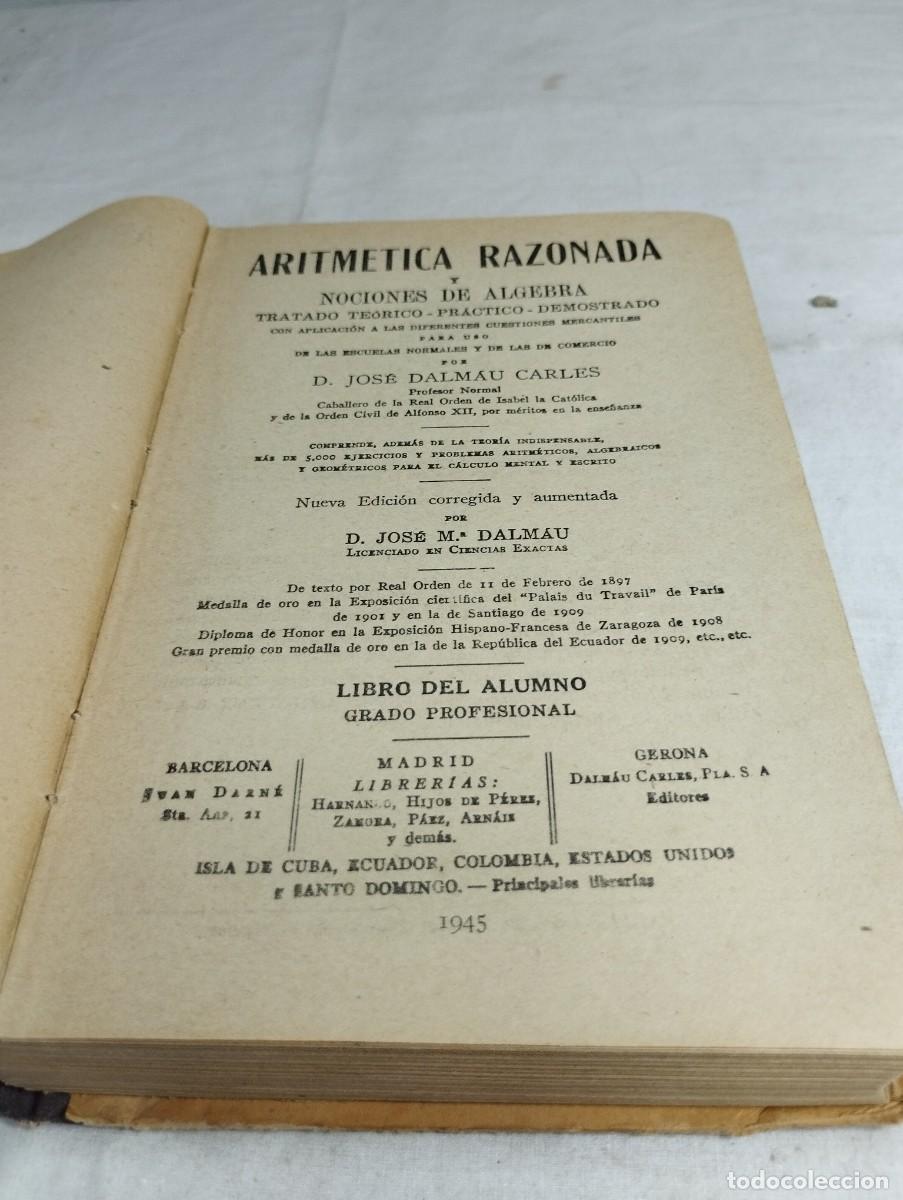 Libros de segunda mano de ciencias: Aritm&eacute;tica razonada. Jos&eacute; Dalmau Carles. - Foto 2