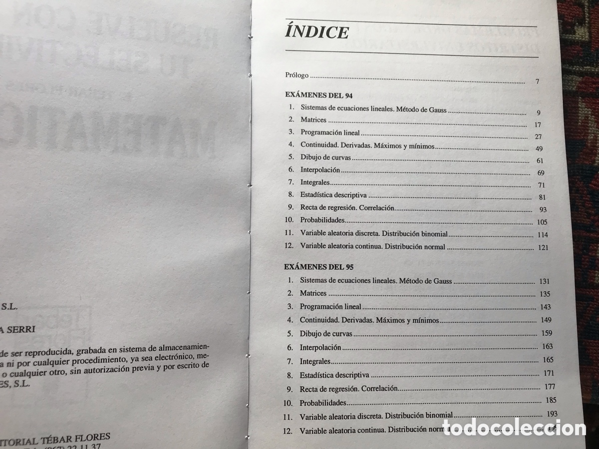 Libros de segunda mano de ciencias: Resuelve con &eacute;xito tu selectividad. Matem&aacute;ticas II. E. Tebar Flores. Dif&iacute;cil - Foto 4