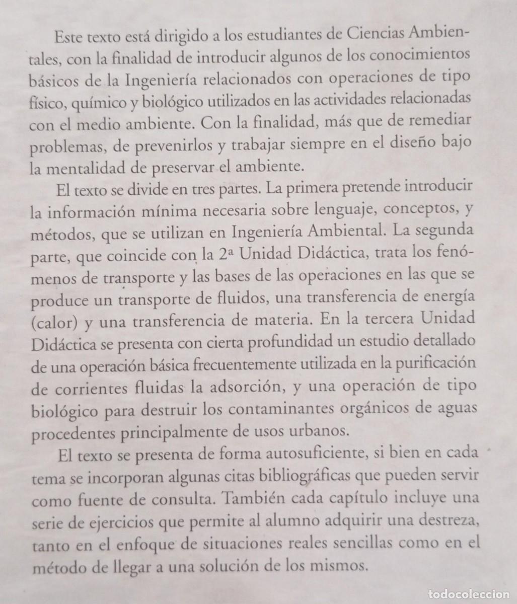 Libros de segunda mano de ciencias: BASES DE LA INGENIERIA AMBIENTAL - VICENTA MU&Ntilde;OZ - Foto 2