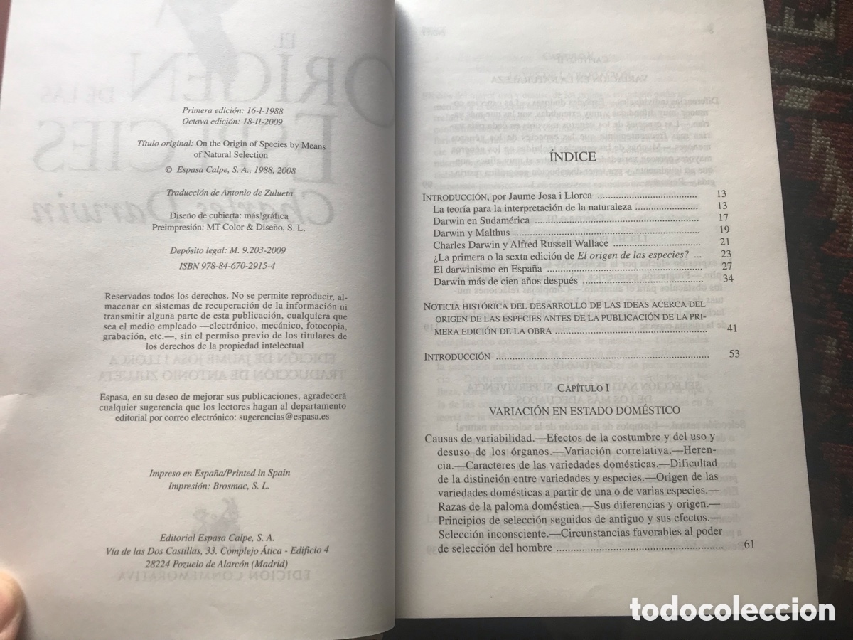 Libros de segunda mano: Origen de las especies. Charles Darwin. Edici&oacute;n conmemorativa. Austral - Foto 4