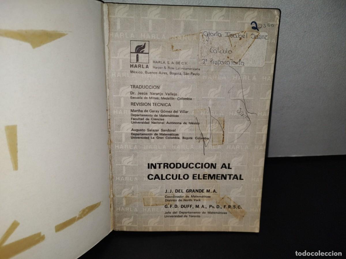 Libros de segunda mano de ciencias: 113- INTRODUCCI&Oacute;N AL C&Aacute;LCULO ELEMENTAL - J. J. DEL GRANDE - Foto 3
