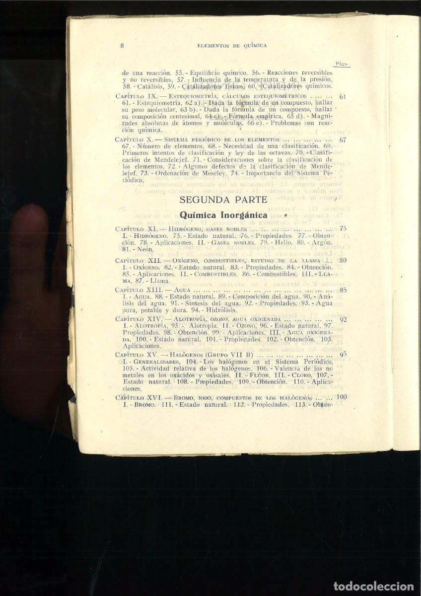 Libros de segunda mano de ciencias: ELEMENTOS DE QU&Iacute;MICA. M. Cabezas Serra - Foto 3