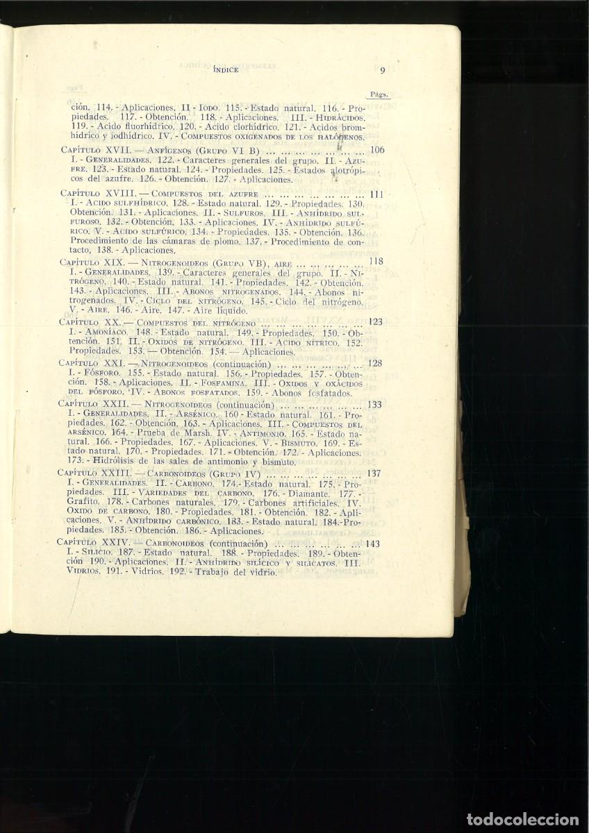 Libros de segunda mano de ciencias: ELEMENTOS DE QU&Iacute;MICA. M. Cabezas Serra - Foto 4