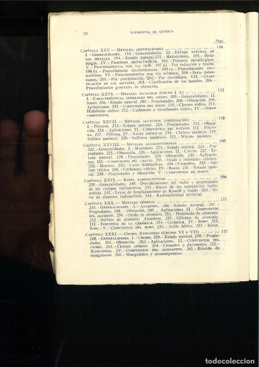 Libros de segunda mano de ciencias: ELEMENTOS DE QU&Iacute;MICA. M. Cabezas Serra - Foto 5