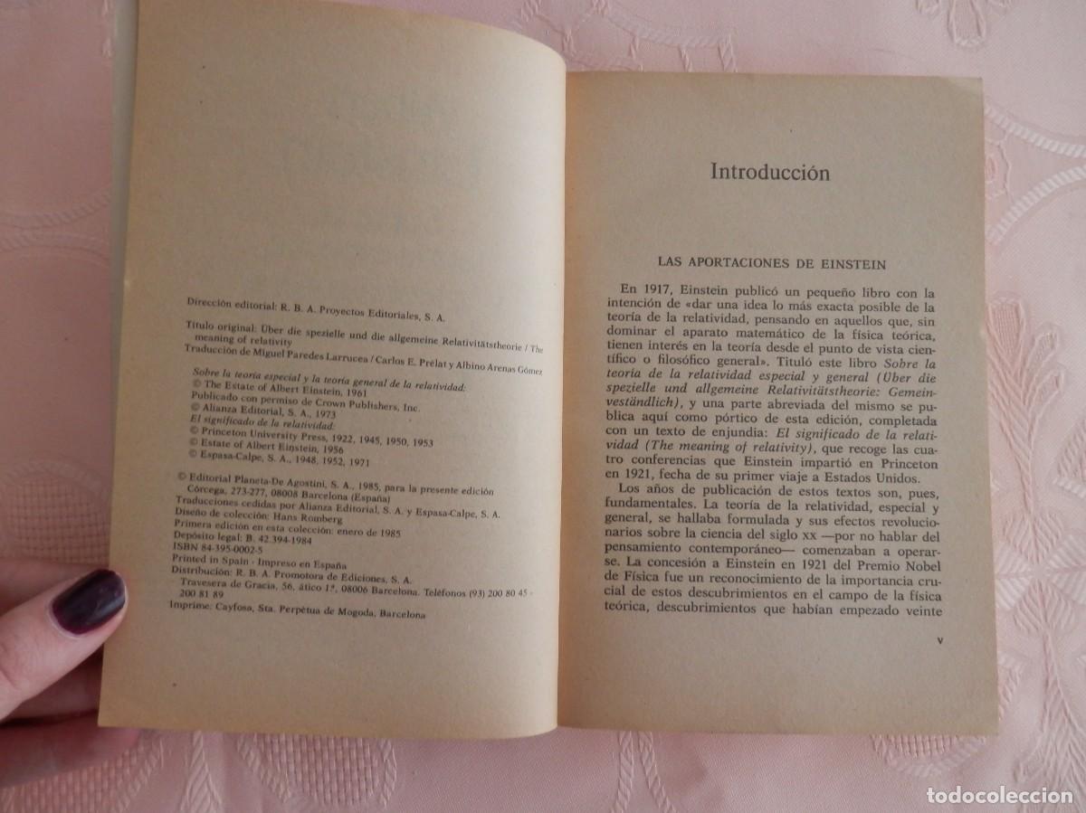 Libros de segunda mano de ciencias: El significado de la relatividad. Albert Einstein. Planeta-Agostini 1985 - Foto 5