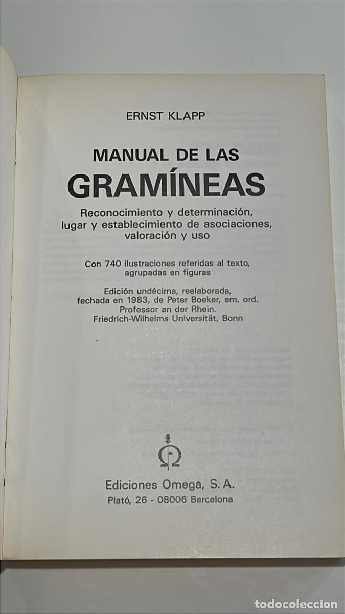 Libros de segunda mano: Manual de gram&iacute;neas. Ernst Klapp. 1983 - Foto 3
