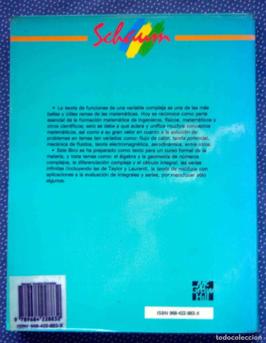Libros de segunda mano de ciencias: VARIABLE COMPLEJA - MURRAY R. SPIEGEL - EDITORIAL MCGRAW-HILL - Foto 6