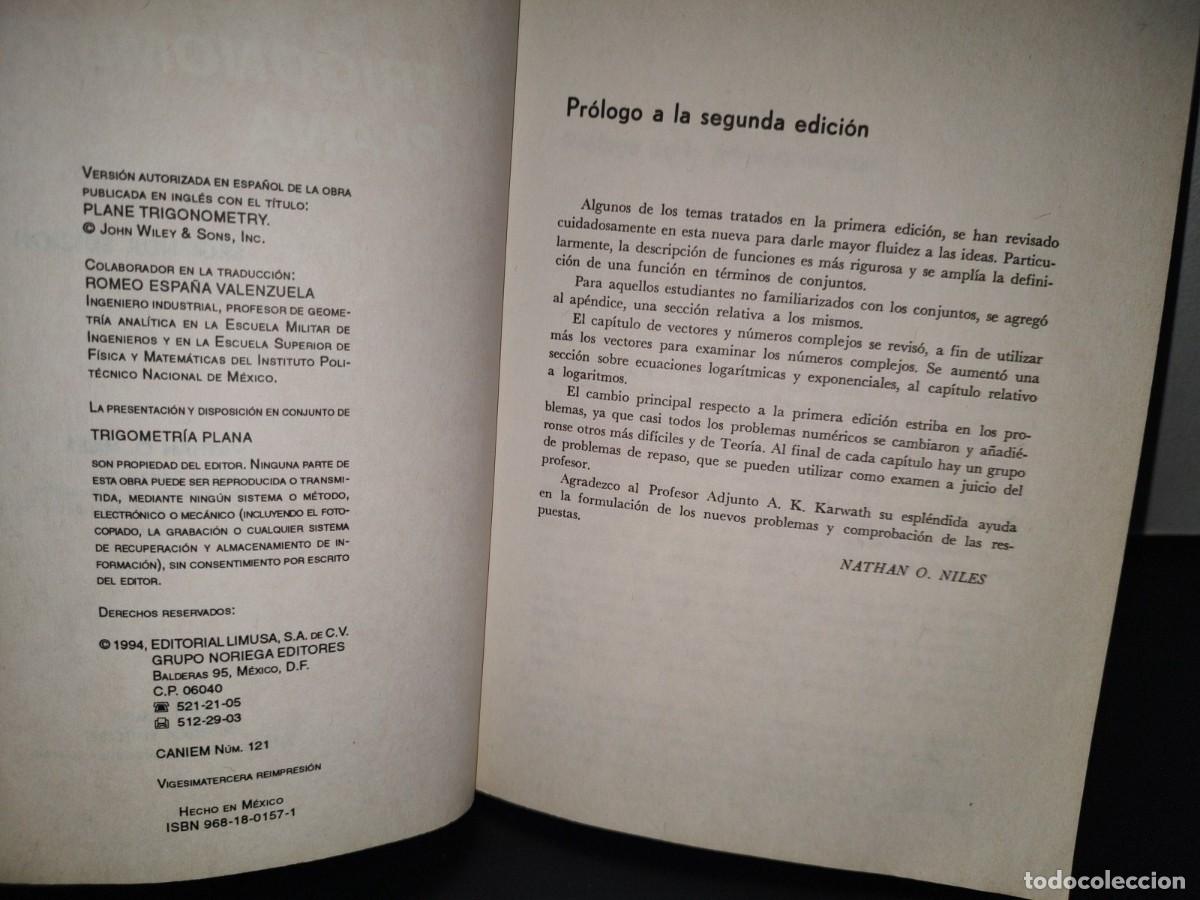 Libros de segunda mano de ciencias: 118- TRIGONOMETR&Iacute;A PLANA - NATHAN O. NILES - Foto 6