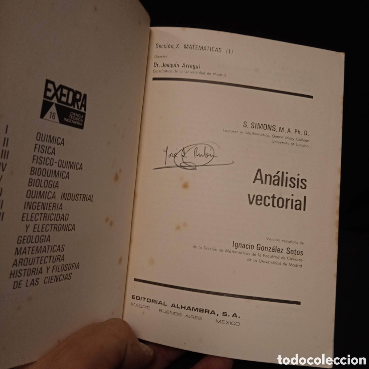 Libros de segunda mano de ciencias: AN&Aacute;LISIS VECTORIAL - S. SIMONS - ALHAMBRA 1968 #8954 - Foto 3